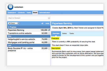 Solomon, a web-based CRM